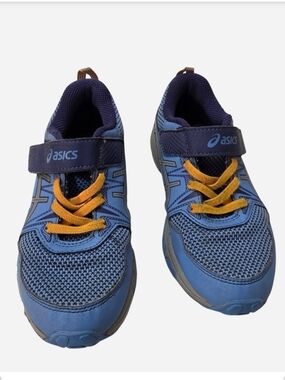 ASICS Kids' Blue Athletic Shoes with Yellow Accents